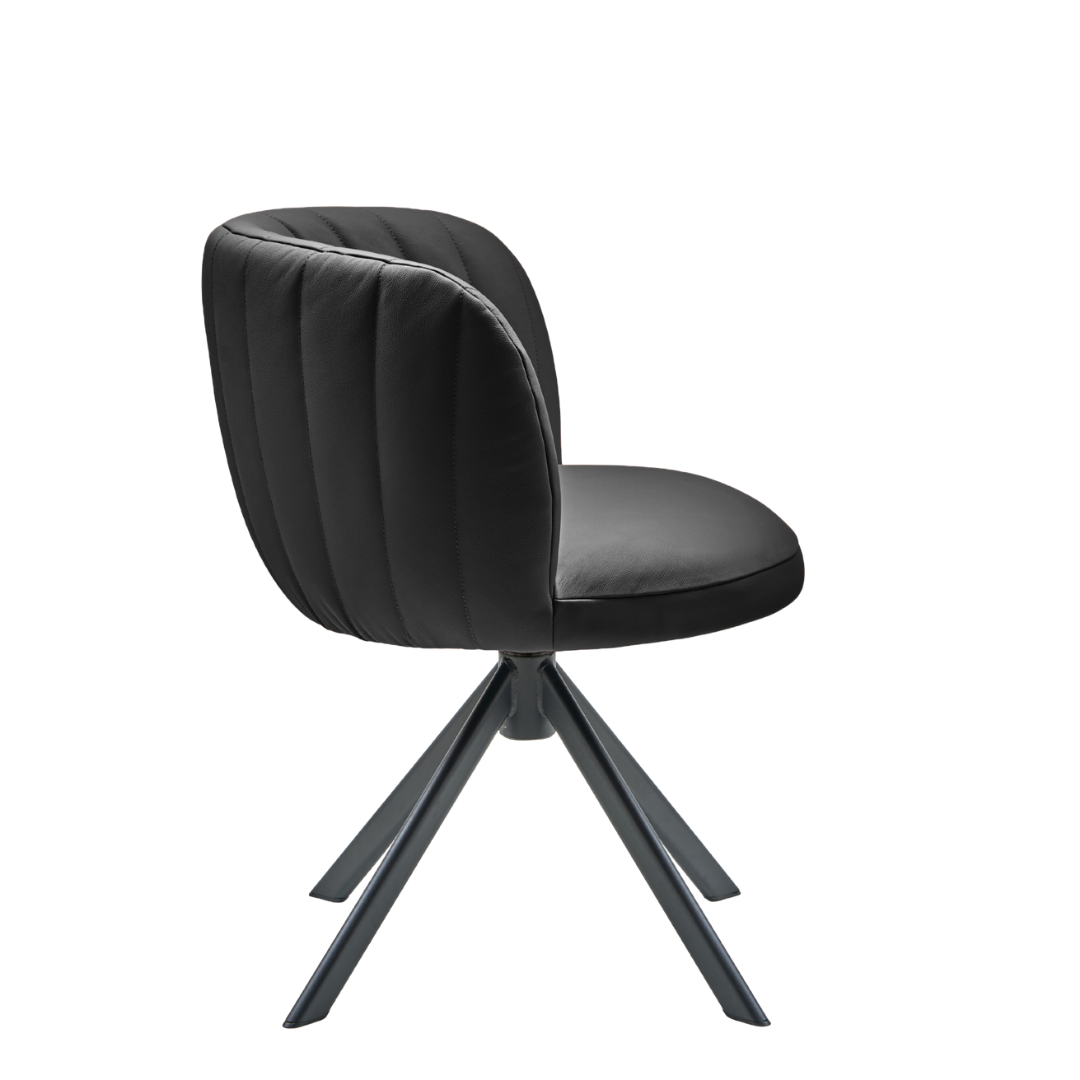 Shelly II spisebordsstol - læder m. drejeben (sort)